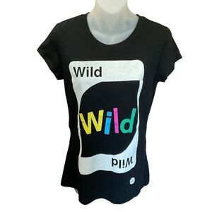 UNO Tee Shirt Wild Card Graphic Crew Neck Black Multicolor Junior Size Large